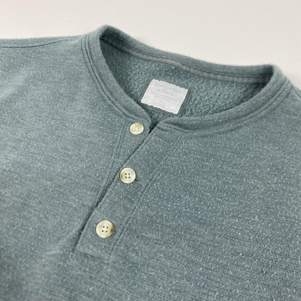 Abercrombie & Fitch Sweatshirt Womens Large Blue Henley Fleece Pullover Cozy‎